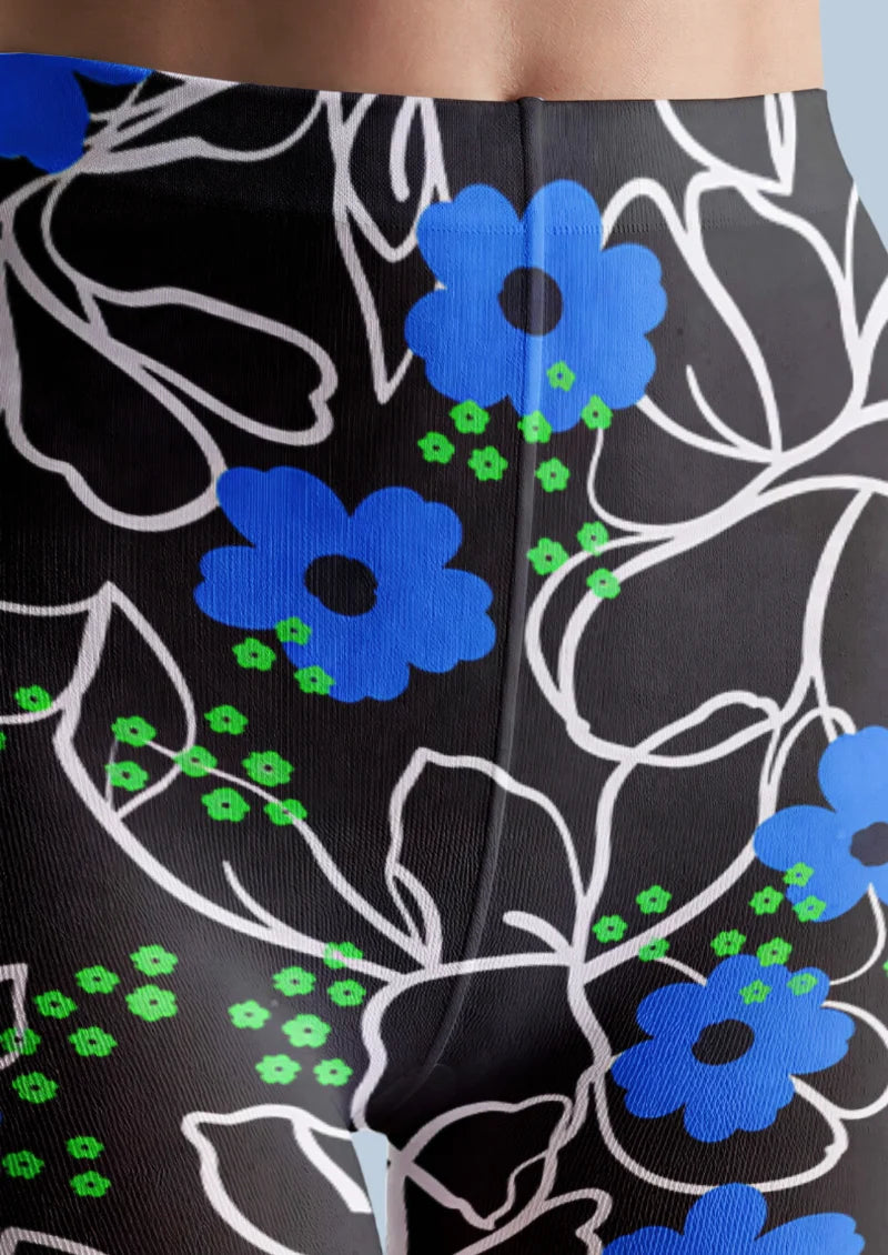 Black Floral Tights