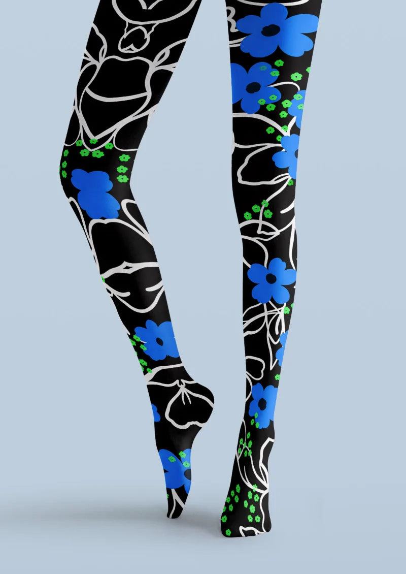 Black Floral Tights