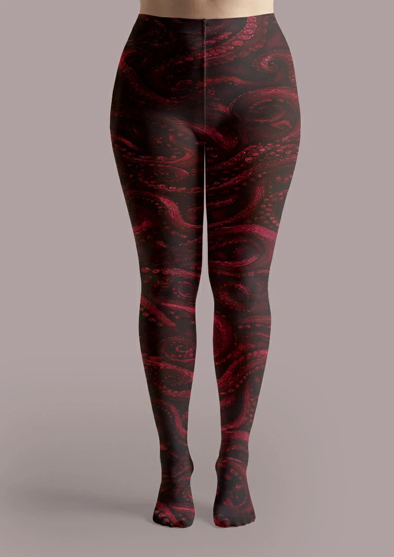 Black Red Octopus Tights