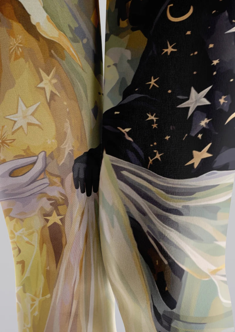 Multicolor Sun Moon Masquerade Tights