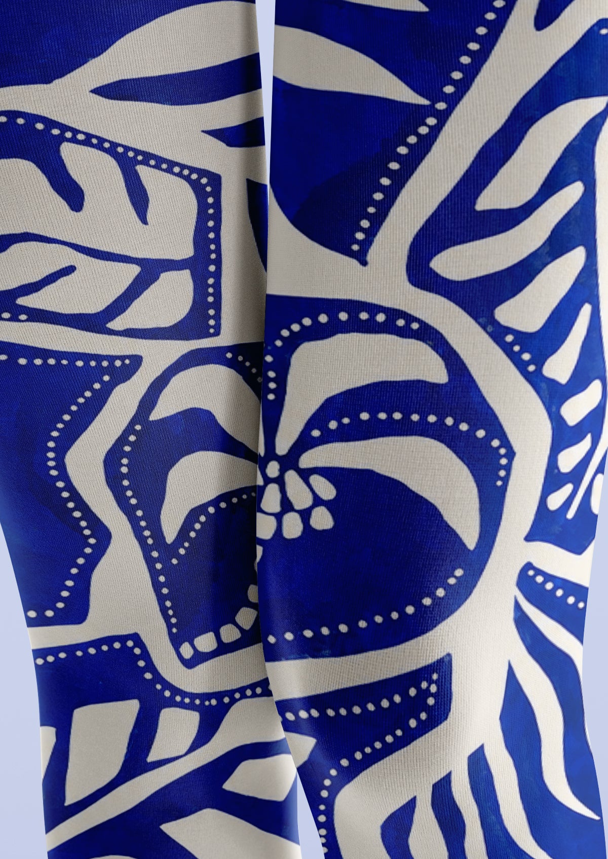 Blue Botanical Porcelain Print Tights Hosiery Pantyhose