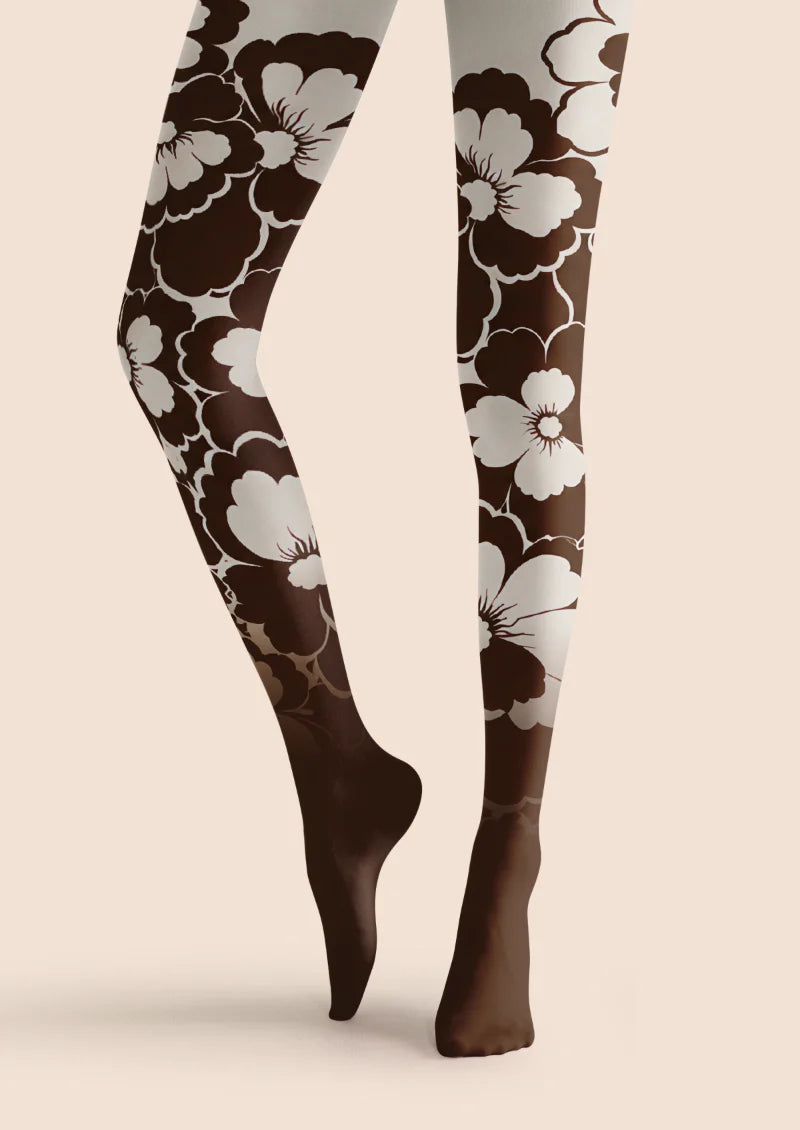 Brown Oversized Floral Tights