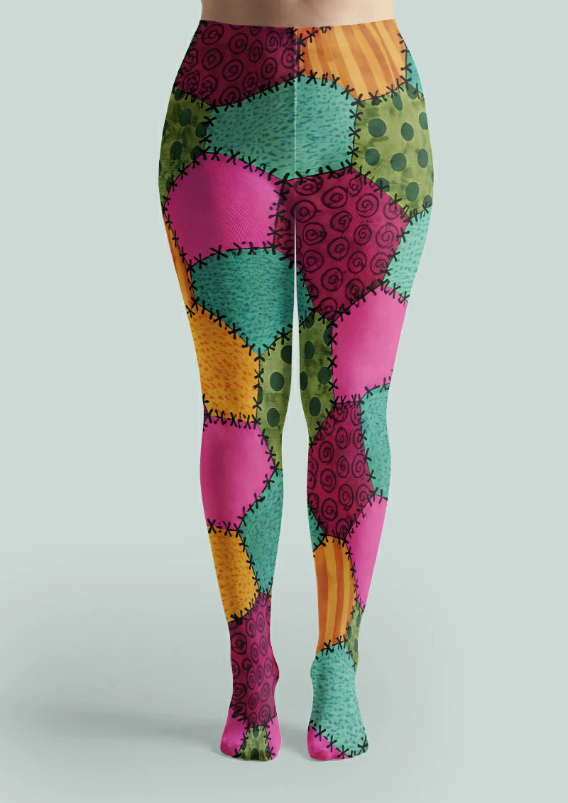 Multicolor Patchwork Tights