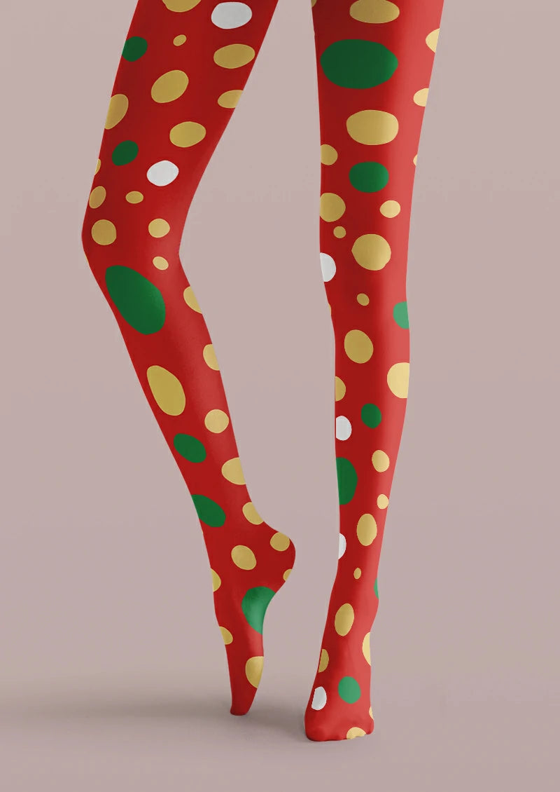 Red Mixed Polka Dot Tights