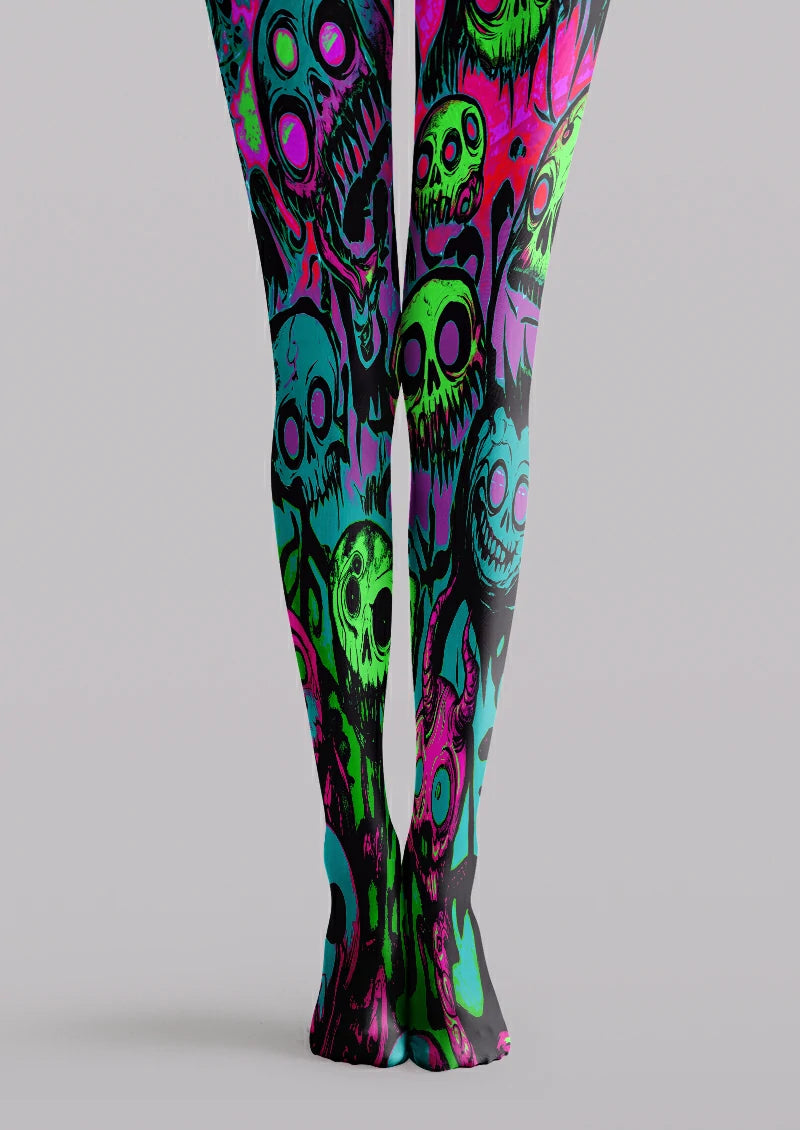 Black Neon Skull Tights