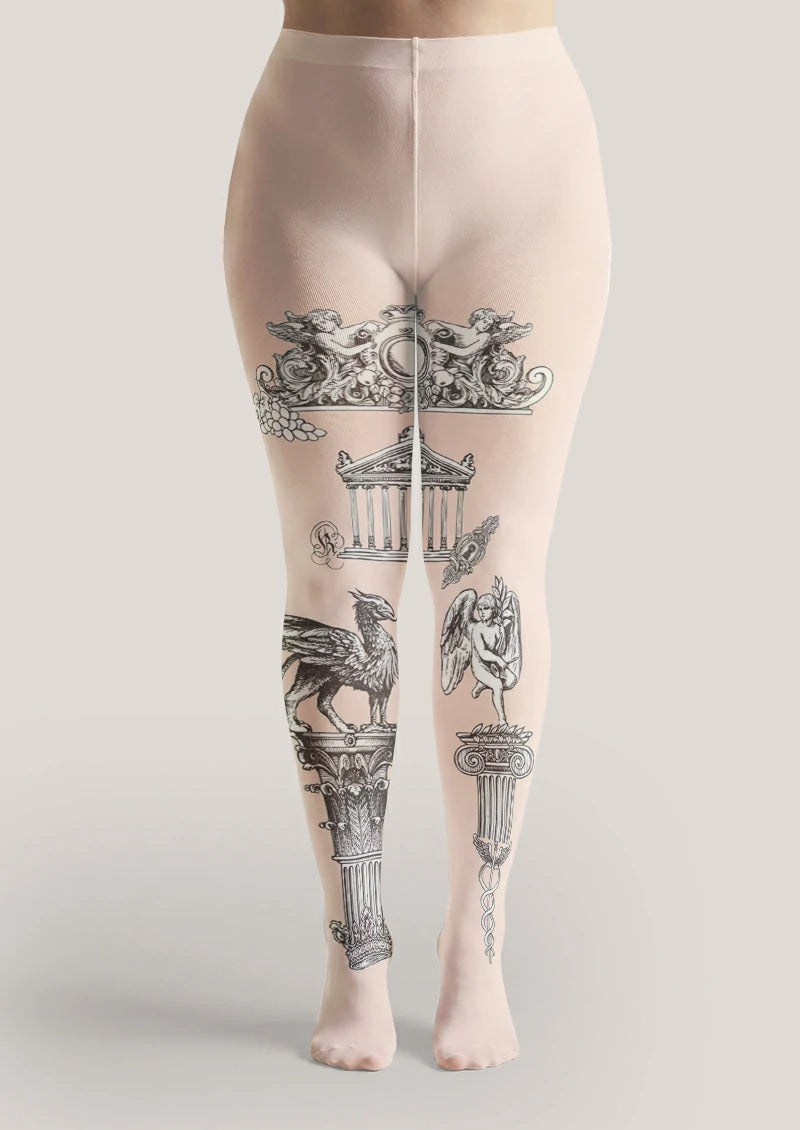 Beige Classical Engraving Tights