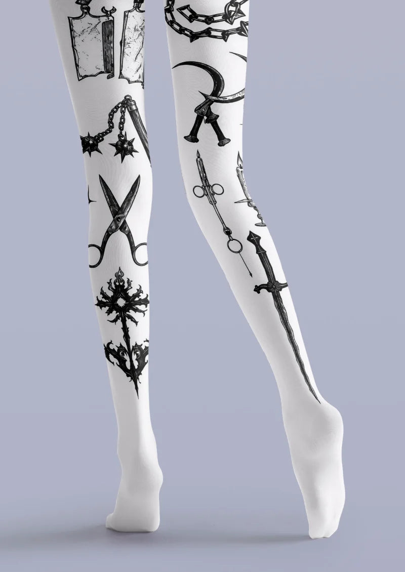 White Weapon Tattoo Tights