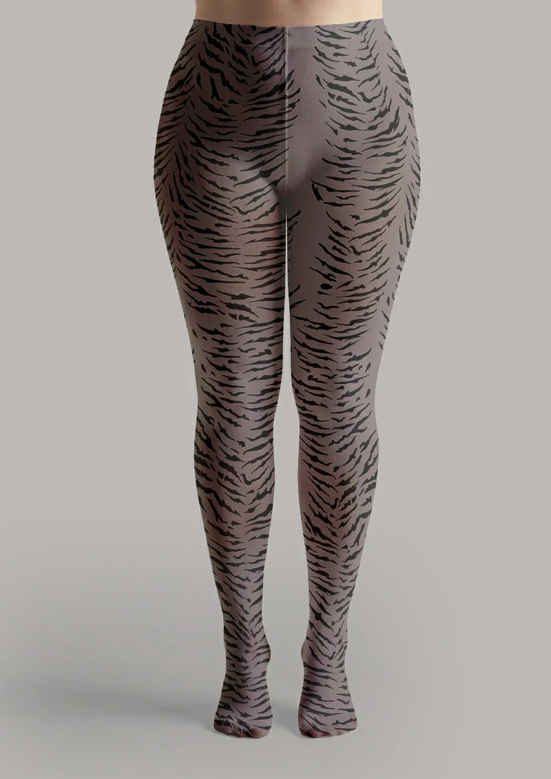 Gray Tiger Print Tights