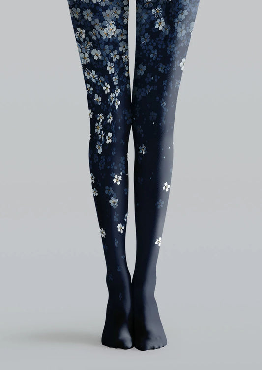 Midnight Blossom Gradient Floral Tights Hosiery Pantyhose