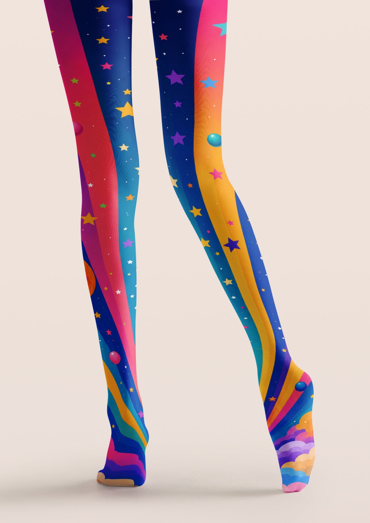 Rainbow Galaxy Star Print Tights Hosiery Pantyhose
