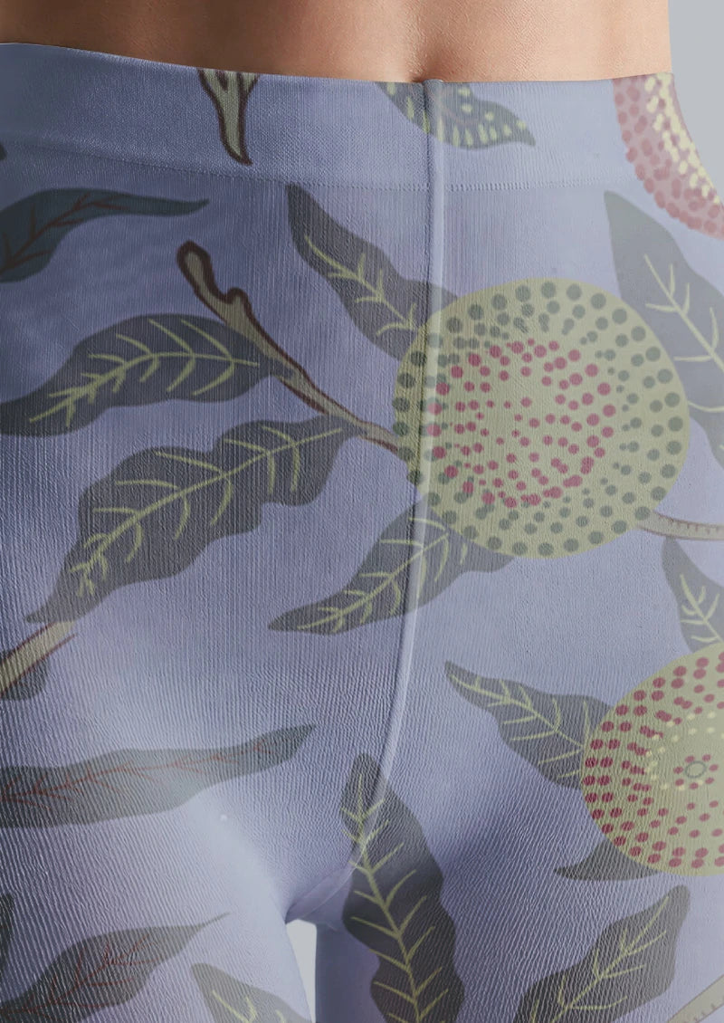 Blue Pomegranate Orchard Botanical Tights Hosiery Pantyhose