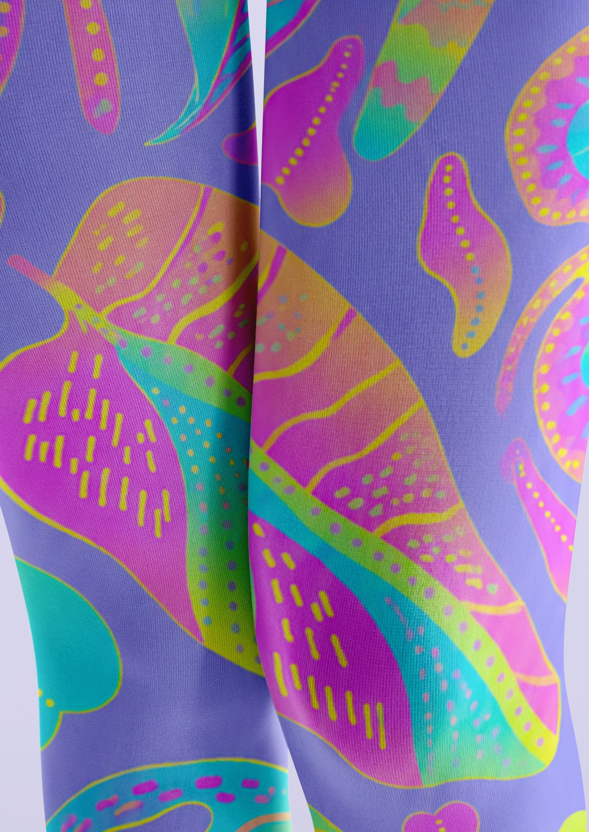 Neon Tropical Leaf Print Tights Hosiery Pantyhose