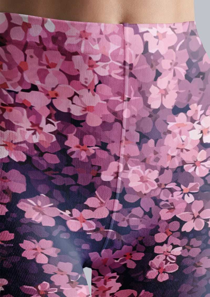 Navy Pink Blossom Tights