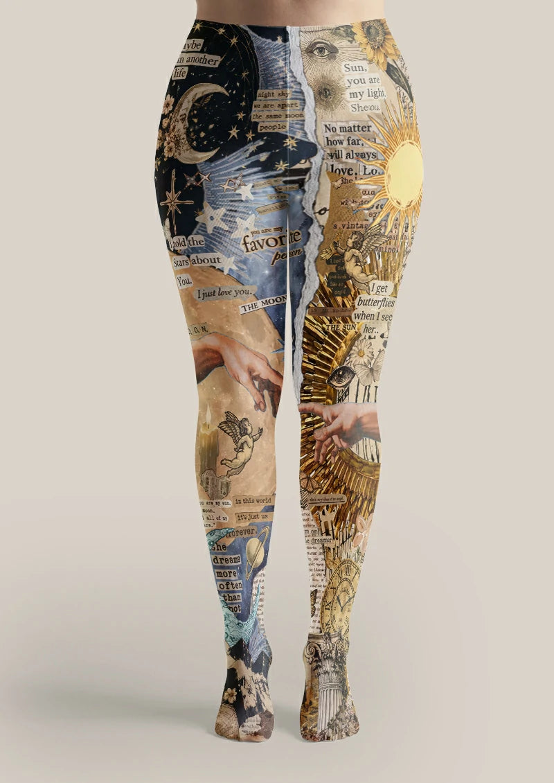 Beige Collage Illustration Tights