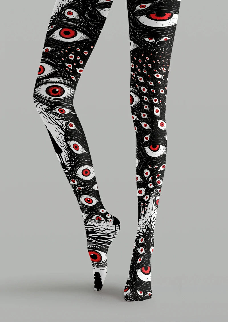Black Red Eye Tights
