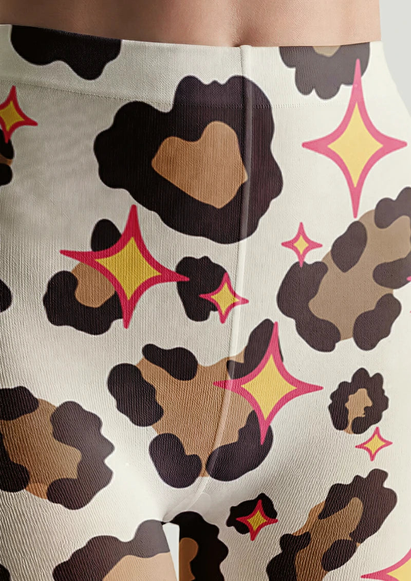 Ivory Leopard Star Tights
