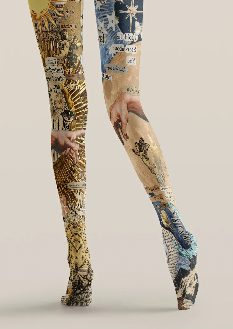 Beige Collage Illustration Tights