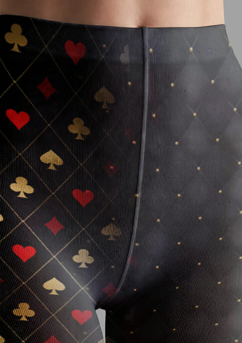 Black Playing Card Heart Tights