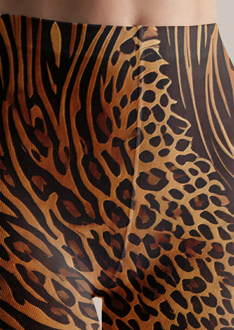 Black Mixed Animal Print Tights