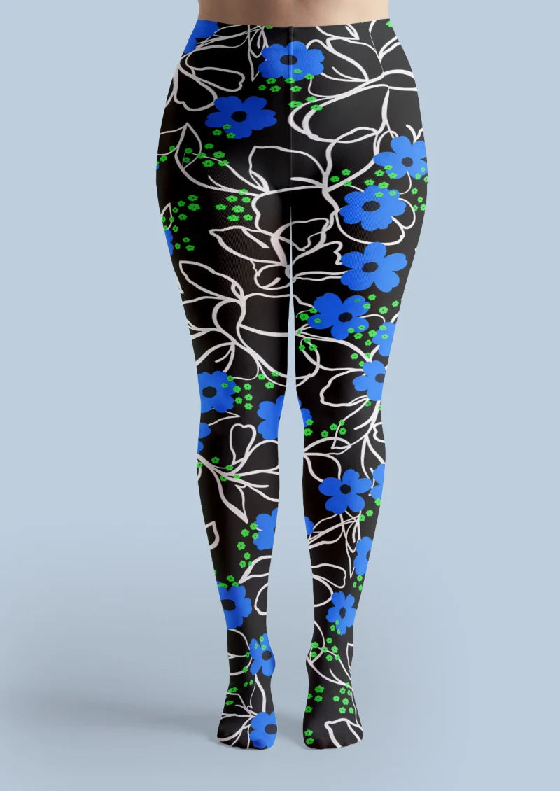 Black Floral Tights