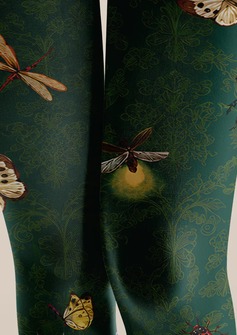 Green Butterfly Garden Tights