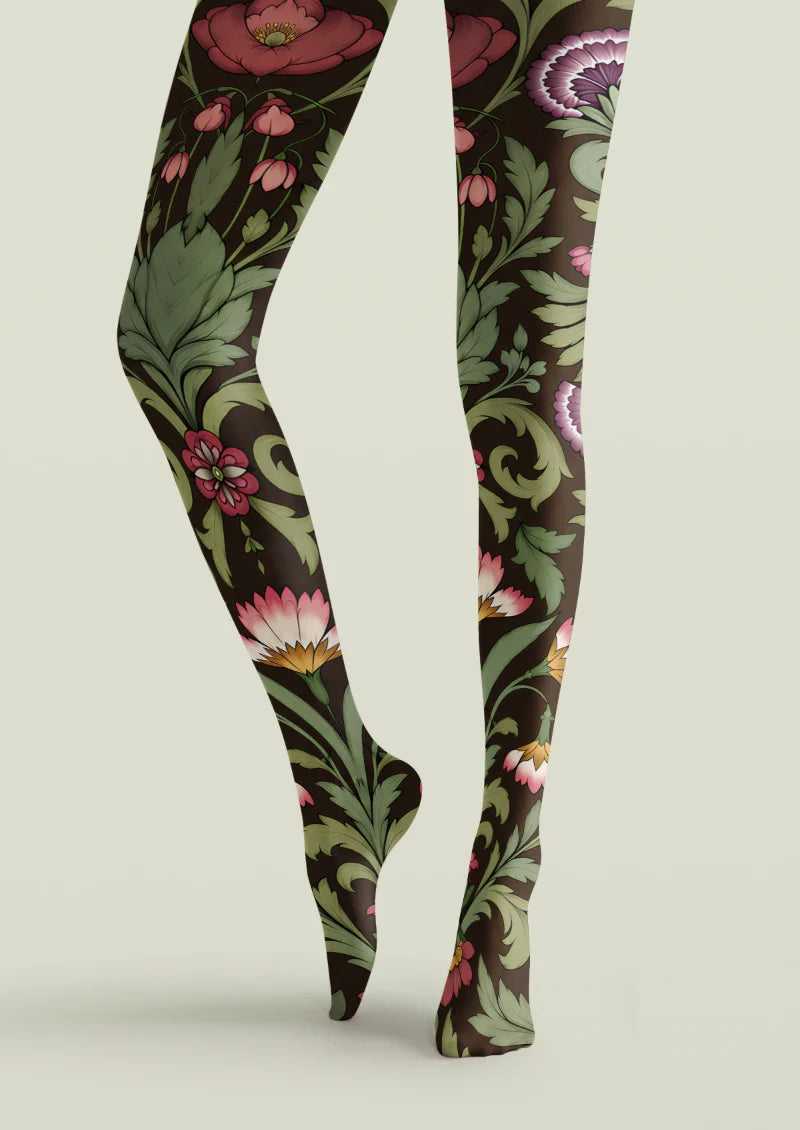 Brown Floral Tights