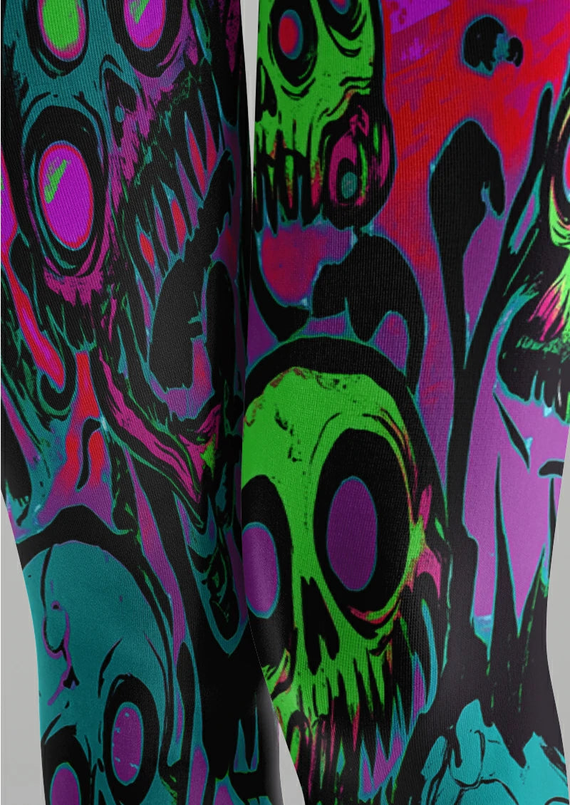 Black Neon Skull Tights