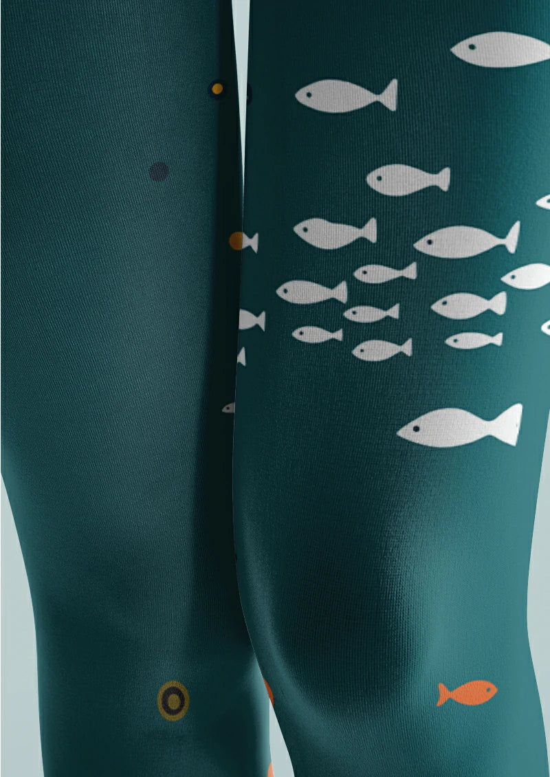 Blue School of Fish Tights
