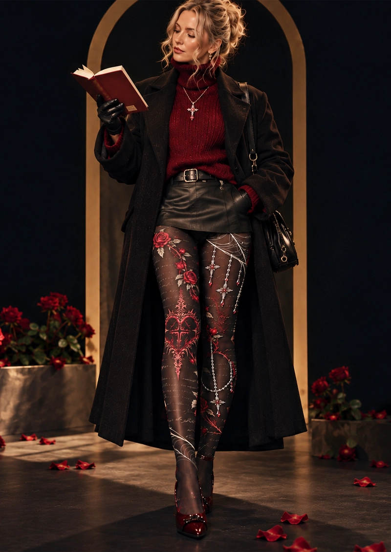 Black Rose and Spiderweb Tights