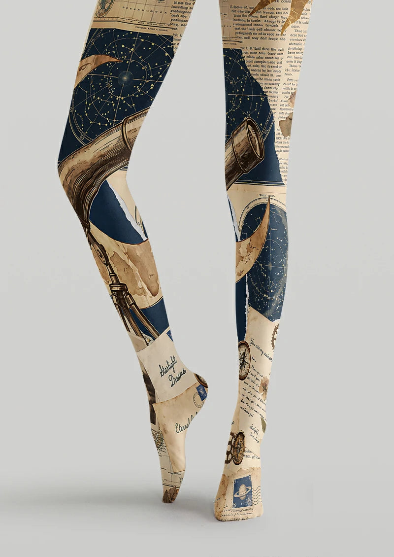 Beige Celestial Collage Tights