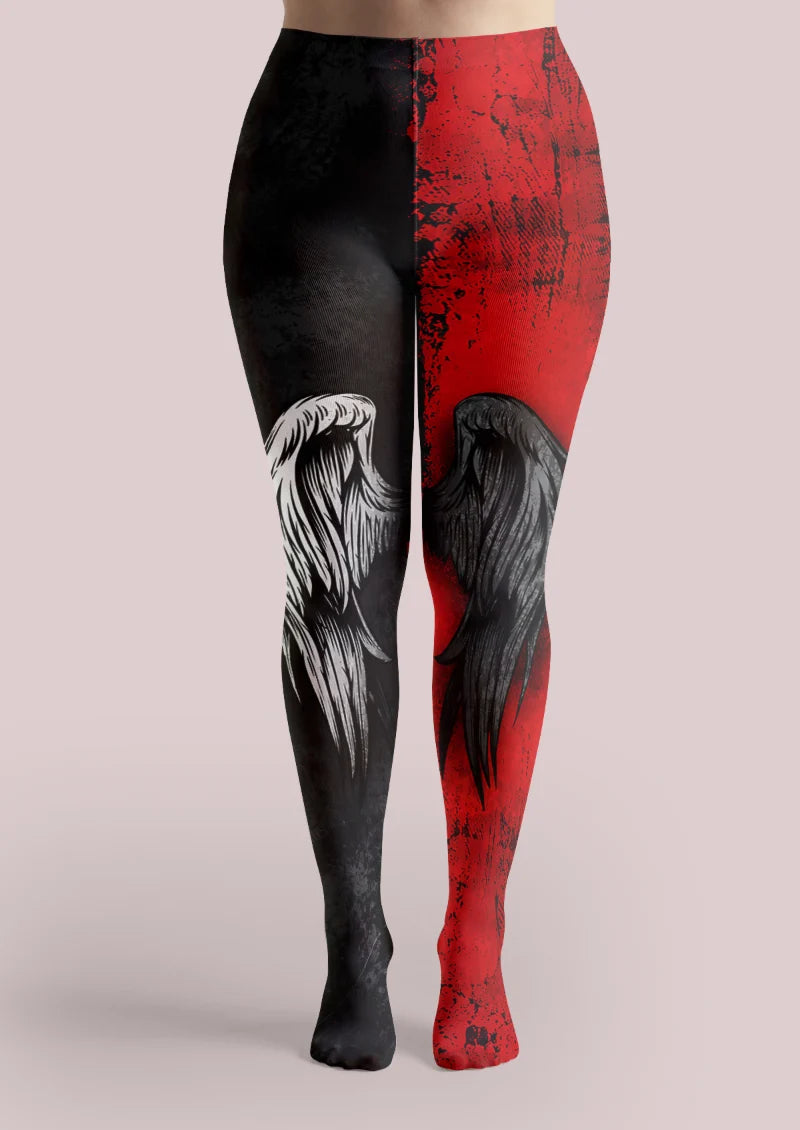 Black Red Angel Wing Tights