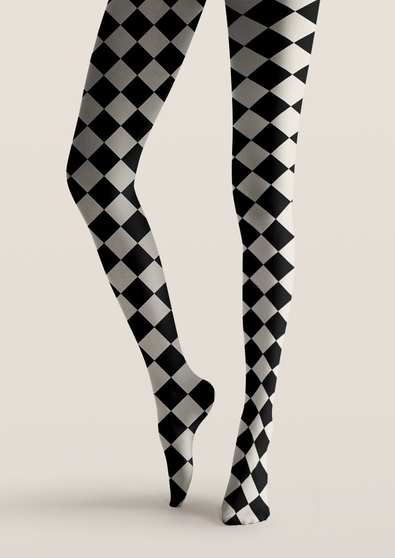 Classic Diamond Plaid Pattern Tights Hosiery Pantyhose