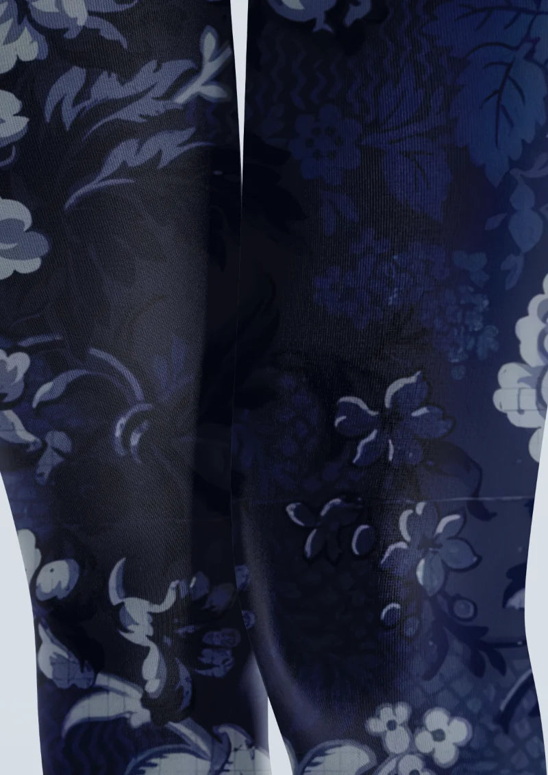 Navy Oversized Floral Tights