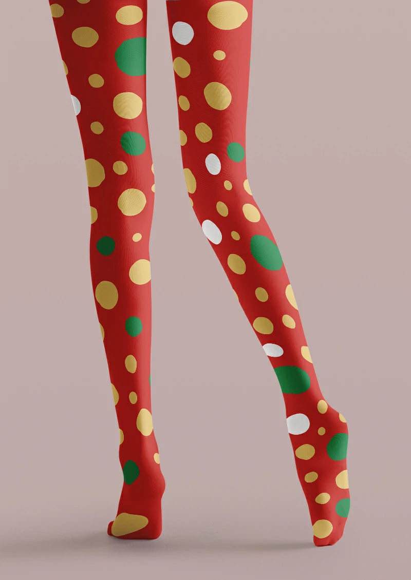 Red Mixed Polka Dot Tights