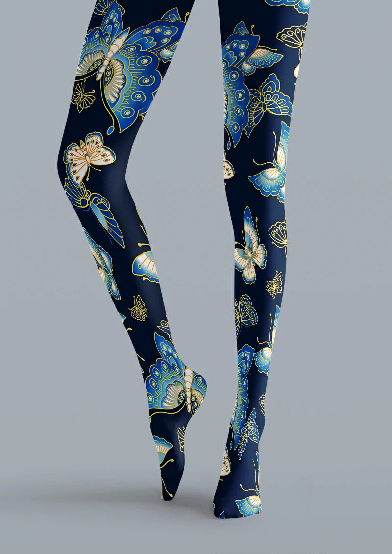 Navy Butterfly Tights