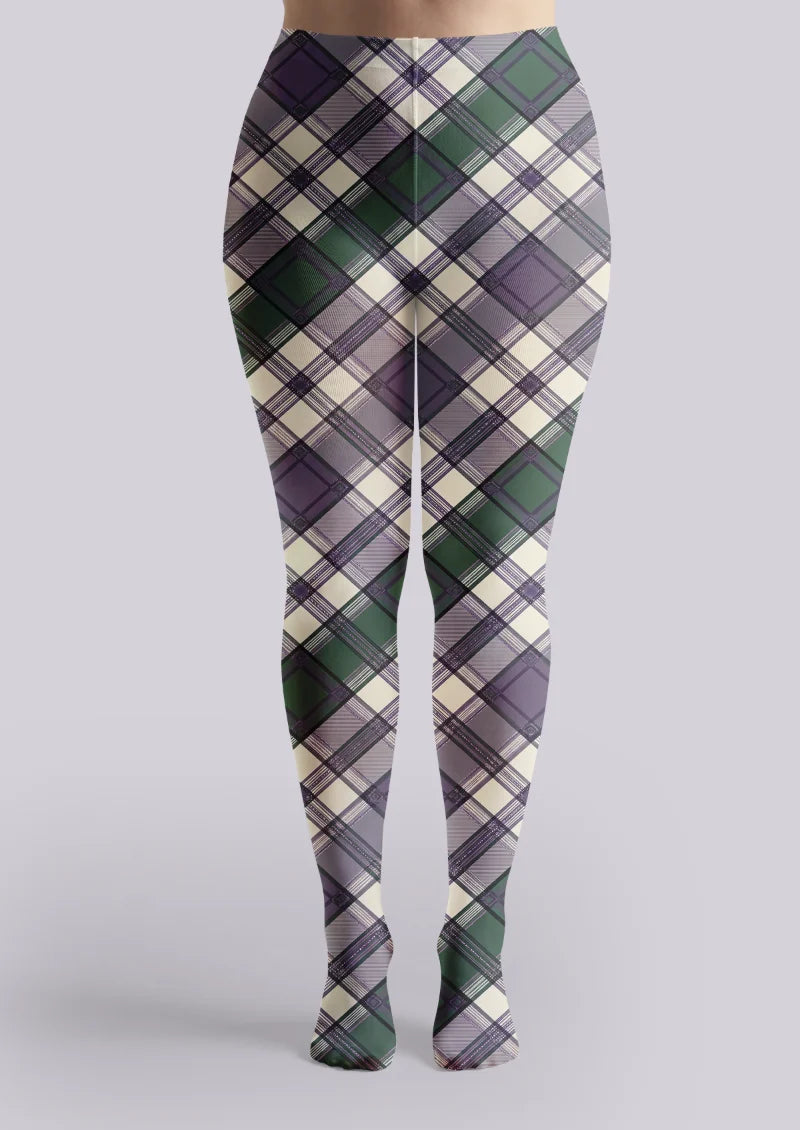 Purple Green Plaid Tights
