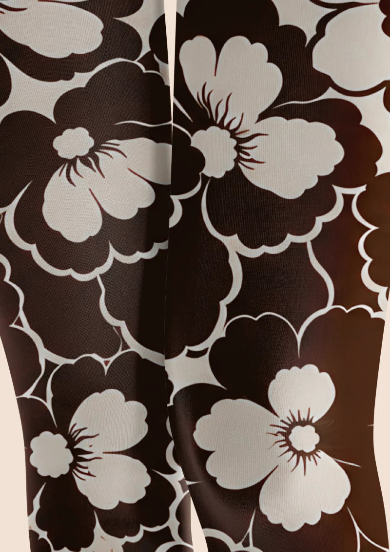 Brown Oversized Floral Tights