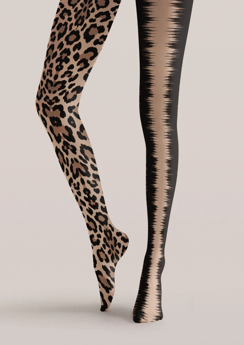 Beige Leopard Zebra Tights