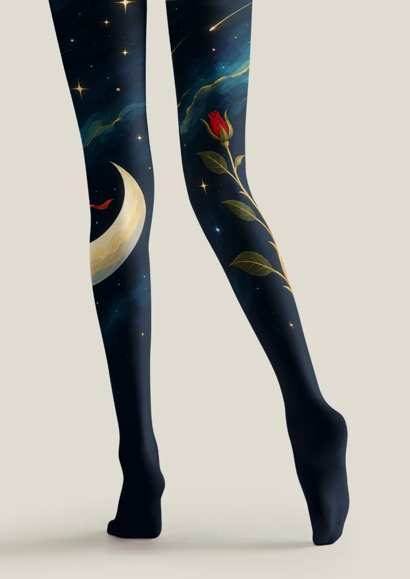 Navy Rose and Moon Tights