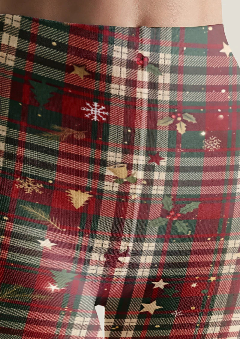 Red Christmas Plaid Tights