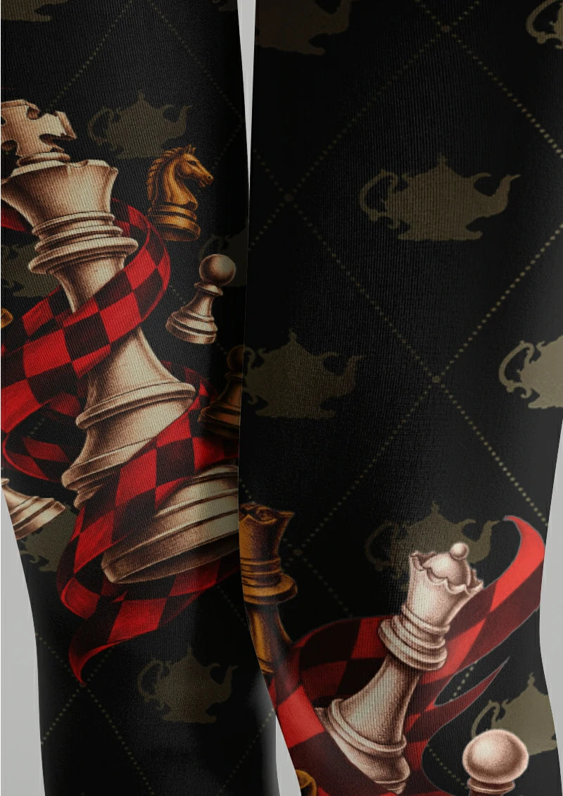 Black Chess Piece Argyle Tights