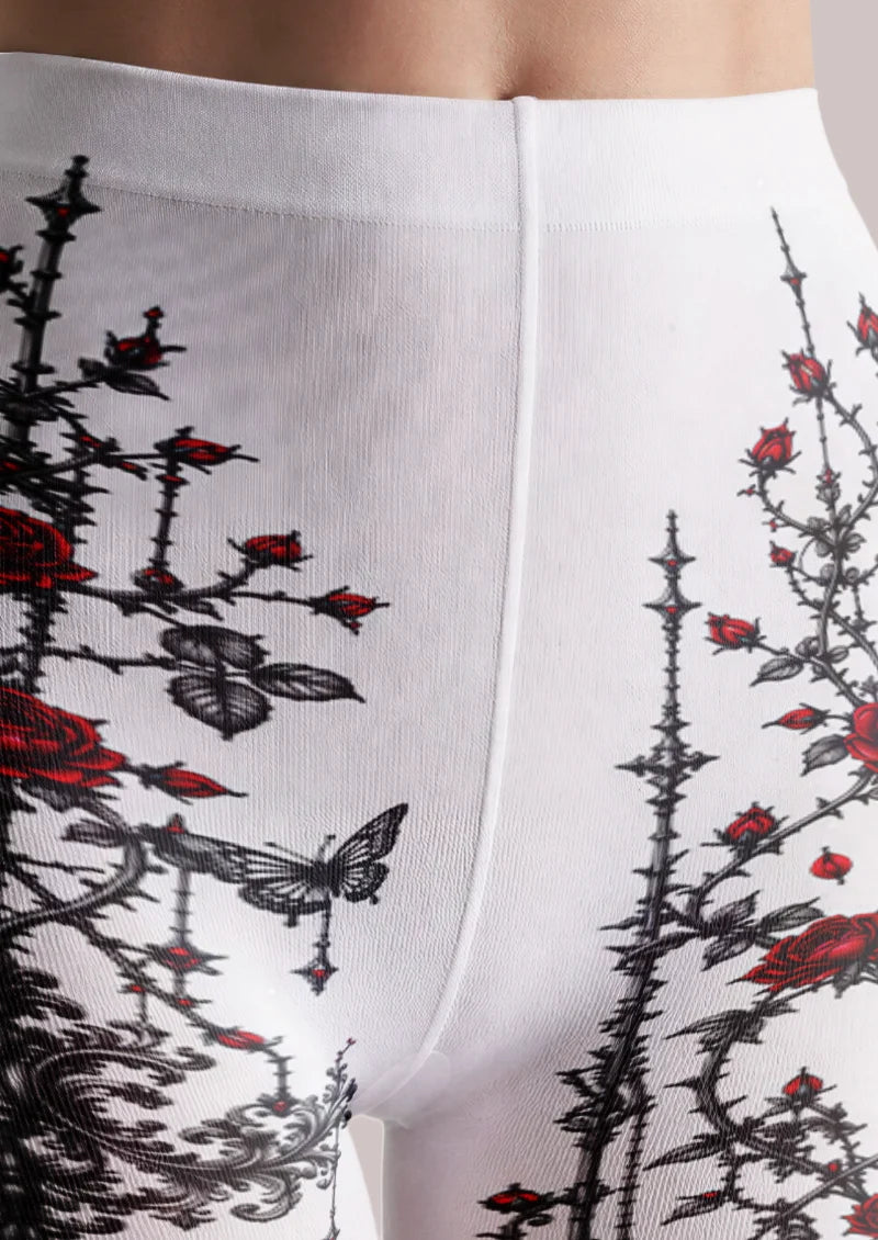 White Gothic Rose Tights