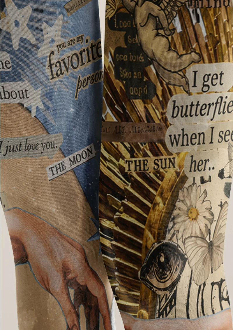 Beige Collage Illustration Tights