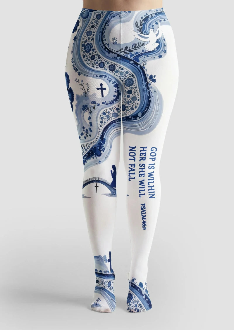 White Psalm Graphic Tights