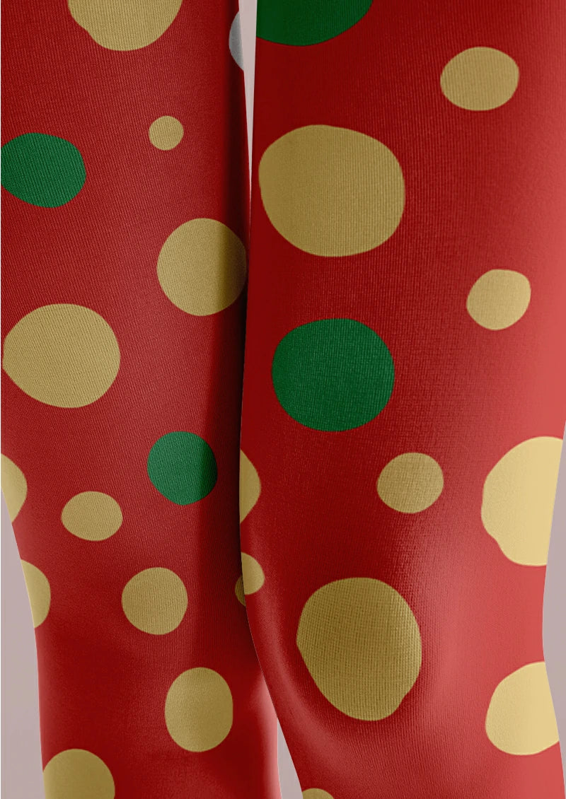Red Mixed Polka Dot Tights