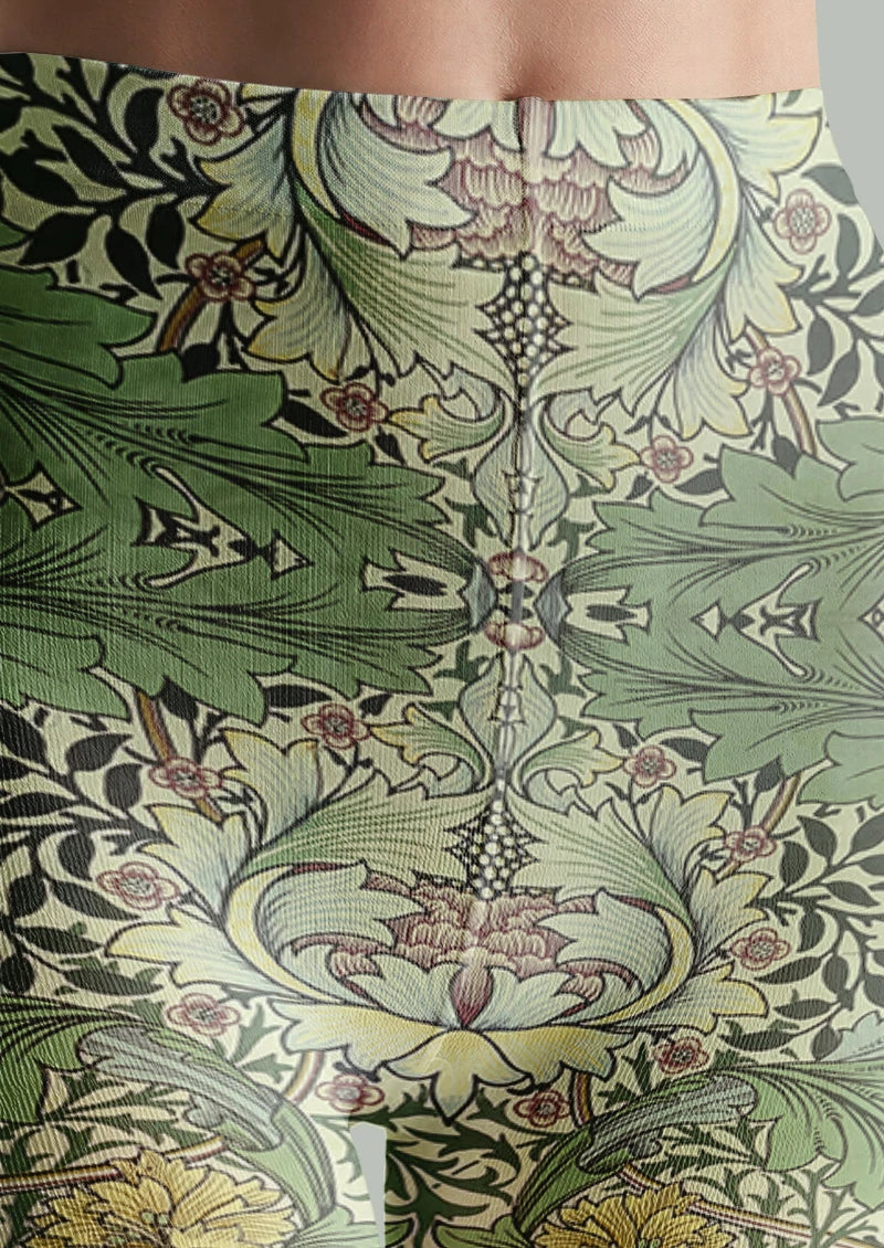 Sage Heritage Floral Tights Hosiery Pantyhose