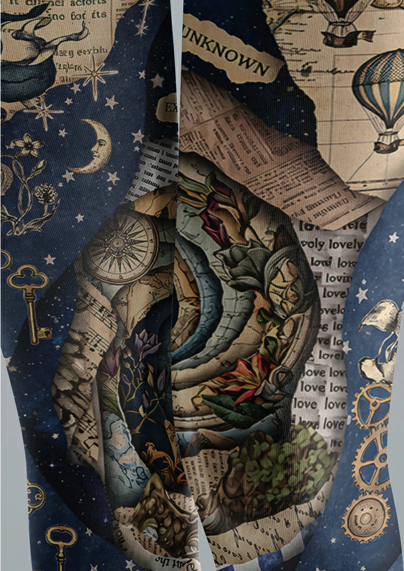 Navy Celestial Collage Tights