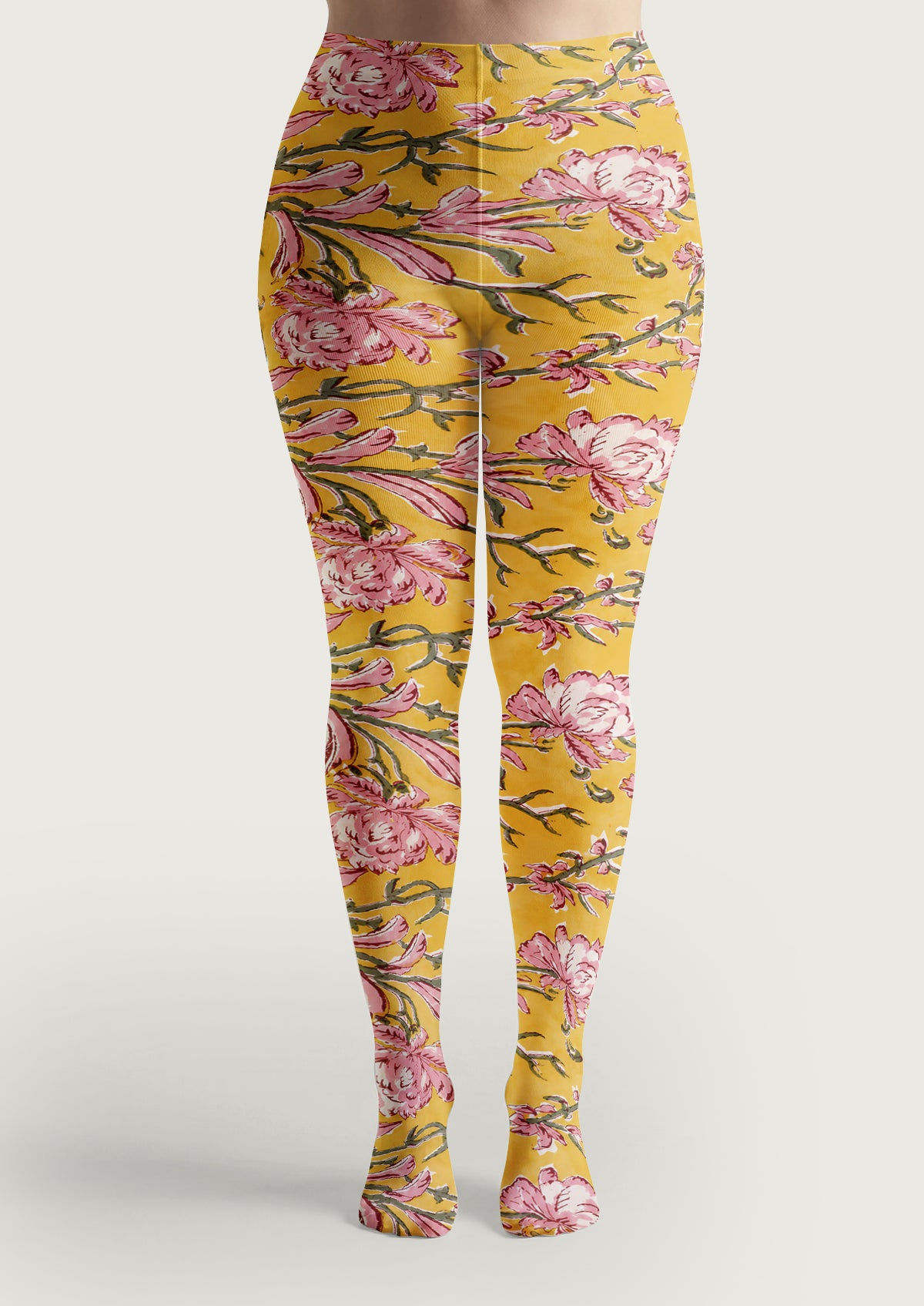 Yellow Pink Floral Tights