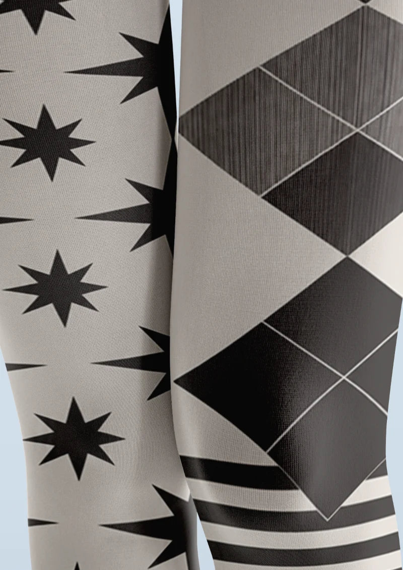 Black Geometric Stripe Tights