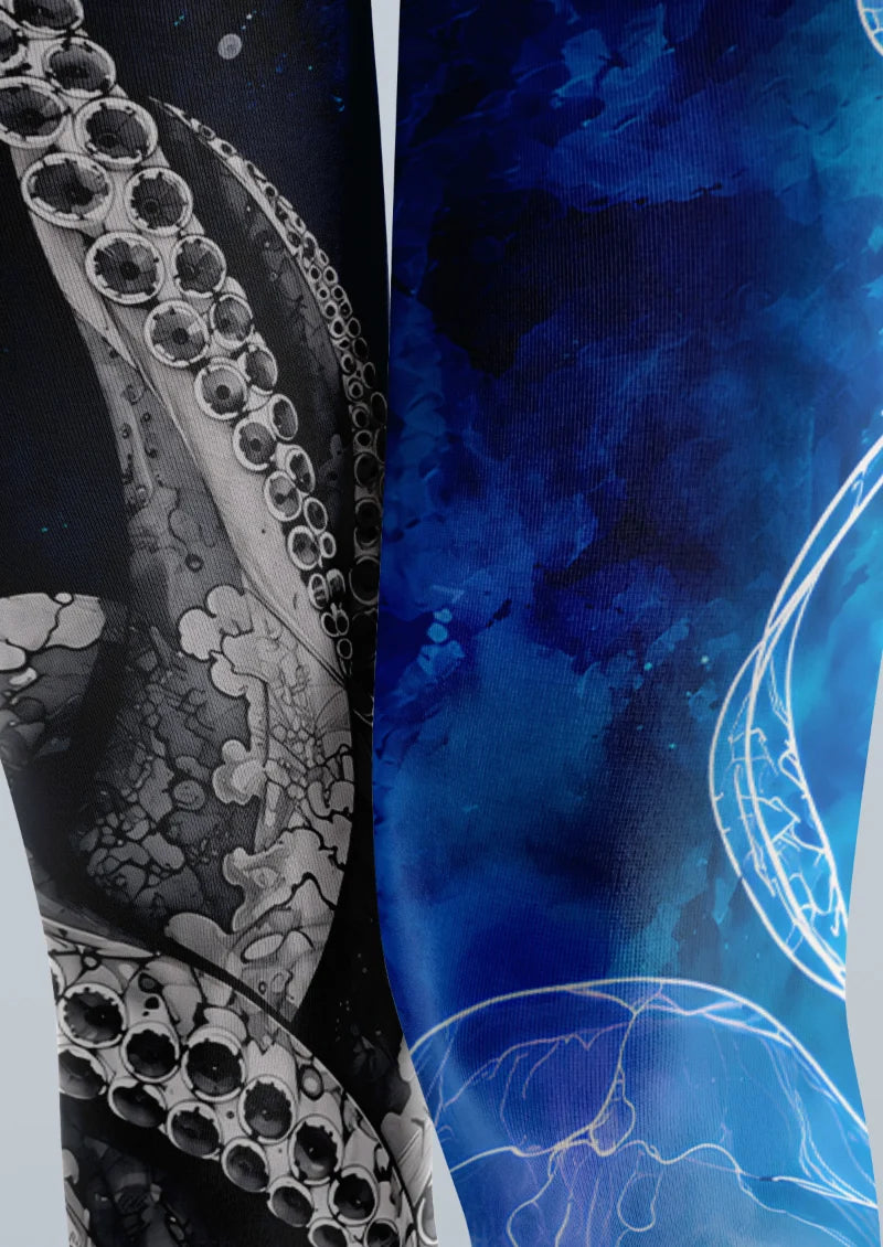 Black Blue Octopus Jellyfish Tights